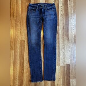 American Eagle denim jeans size 0 XS Long skinny stretch